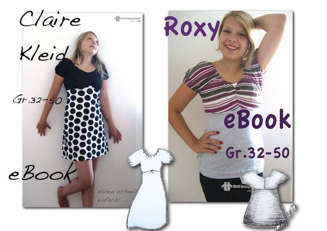 Roxy&Claire  Shirt und Jerseyleid - Kleid in 10 Größen von 32 bis 50 Nähanleitung mit Schnittmuster Design von firstloungeberlin - Bild 2