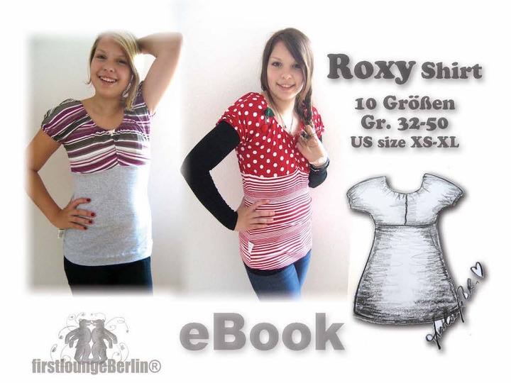 Roxy&Claire  Shirt und Jerseyleid - Kleid in 10 Größen von 32 bis 50 Nähanleitung mit Schnittmuster Design von firstloungeberlin