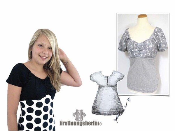 Roxy&Claire  Shirt und Jerseyleid - Kleid in 10 Größen von 32 bis 50 Nähanleitung mit Schnittmuster Design von firstloungeberlin