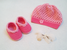Häkelanleitung Babyset Ella 2tlg. Mütze und Ballerina`s Gr. 3-6 & 6-9 Monate