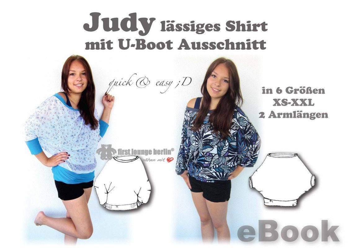Judy *** E-Book PDF-Datei Big Shirt Nähanleitung &amp; Schnittmuster in 6 Größen xs-xxl, 2 Armlängen handmade with Love by firstloungeberlin