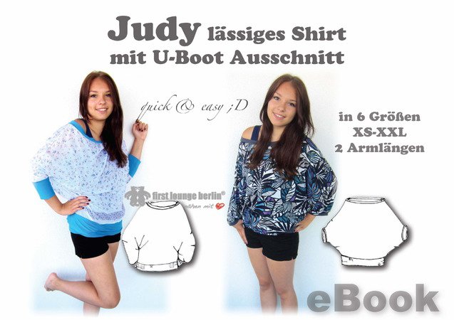 Judy *** E-Book PDF-Datei Big Shirt Nähanleitung & Schnittmuster in 6 Größen xs-xxl, 2 Armlängen handmade with Love by firstloungeberlin