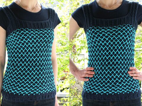 Sommertop mit Flechtmuster Gr. 36-46 (Farbeffekt)