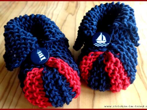 Strickanleitung für maritime Babyschuhe | Hamburg - Babyschühchen für Mädchen