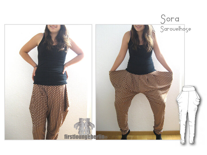 Sora Jerseyhose Hose Hängehose Sarouelhose Jerseyhose Tütenhose Sweathose