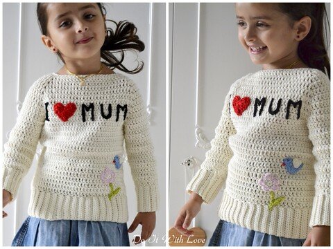 - I Love Mum Pulli Häkelanleitung E-Book -