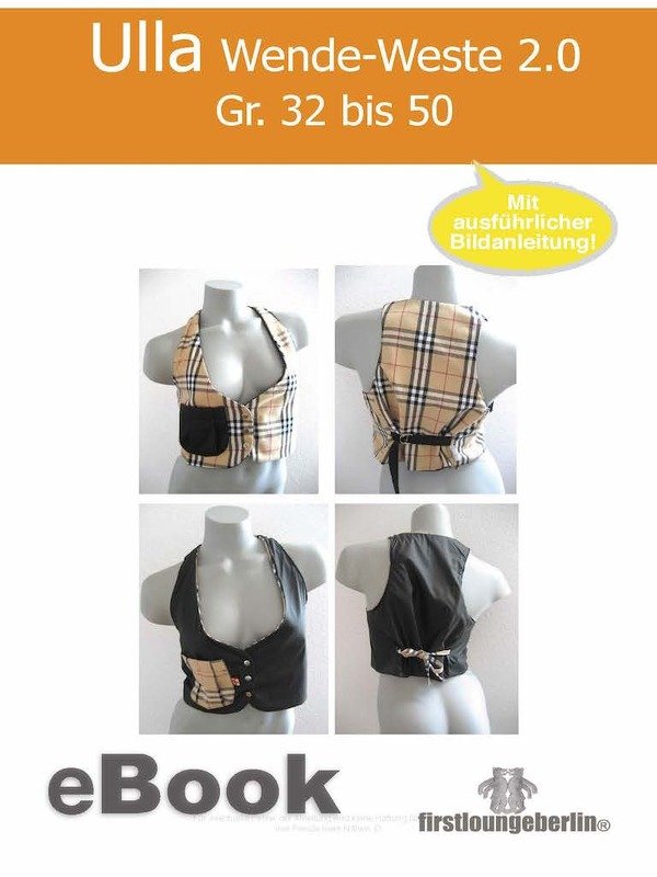 Ulla Wende-Weste Fellweste Damenweste Jäckchen Wendeweste Nähanleitung Schnittmuster von firstloungeberlin - Bild 5