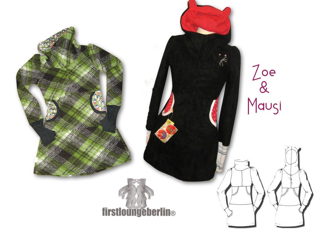 Zoe &amp; Mausi Hoodie Kragen Kleid Longpulli Sweatkleid firstloungeberlin