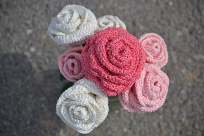 - ROSE -  häkeln, Rosenstrauß, Muttertag, Valentinstag, tolle Geschenkidee