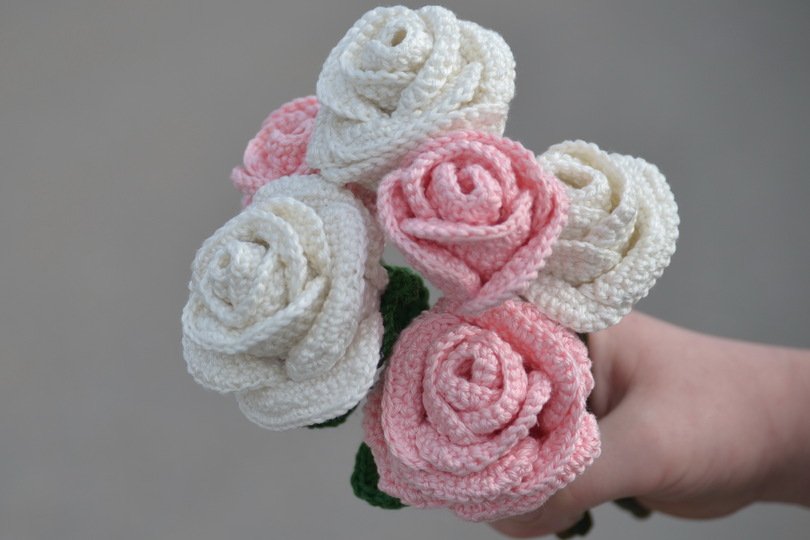 - ROSE -  häkeln, Rosenstrauß, Muttertag, Valentinstag, tolle Geschenkidee