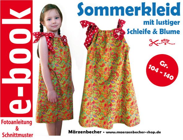 Sommerkleid - Nähanleitung & Schnittmuster Gr. 104 - 140