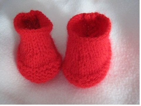Strickanleitung Babyschuhe/Halbschuhe ohne Nadelspiel- rot und tragbar bis 4 Monate- auch für Anfänger ideal