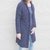 Blaue Longjacke mit verschiedenen Mustern, Strickanleitung Größe S, M, L, Xl 
