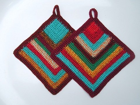 Häkelanleitung Topflappen "Um die Ecke"