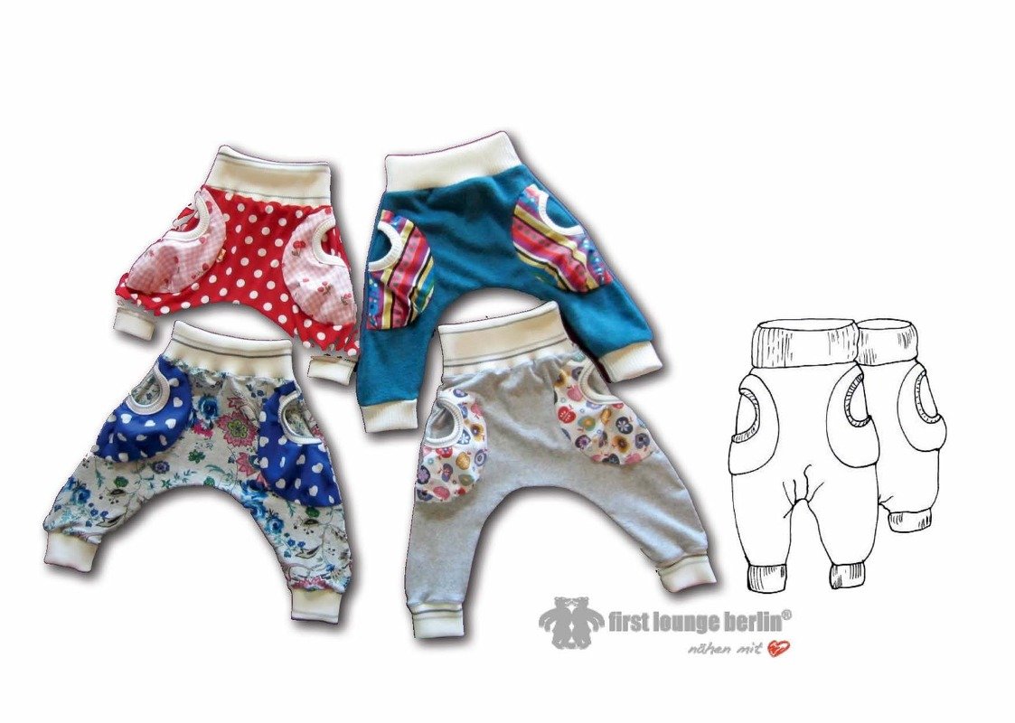 US-Muck eBook Jersey baggy trouser for kids with 3D pockets, sewing instruction &amp; patterns in 10 sizes 3 month - 13+ from firstloungeberlin