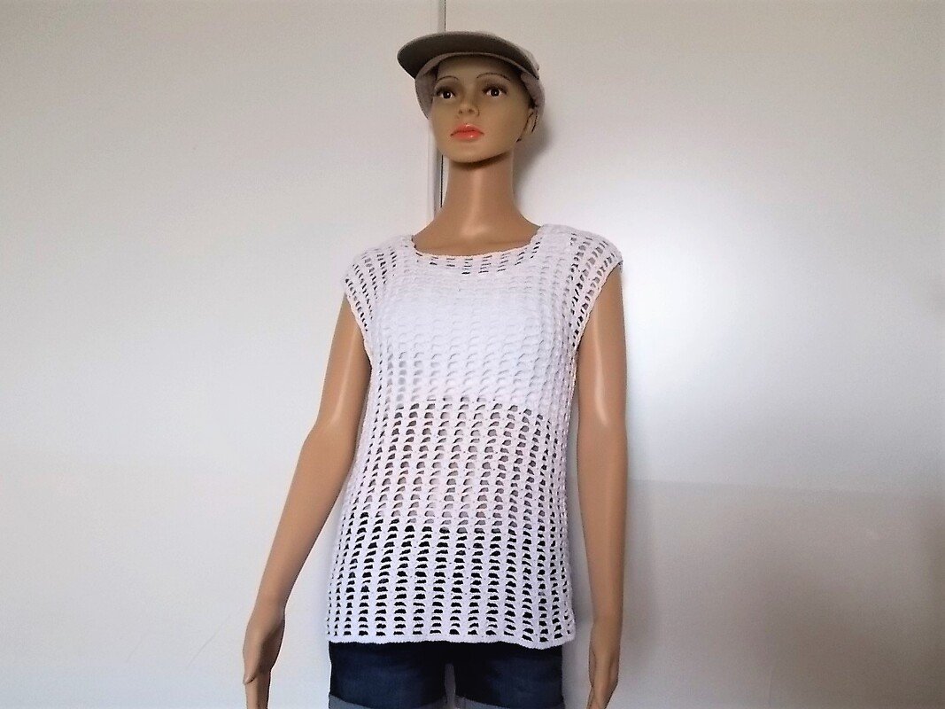 Netzshirt, Netzpulli, ärmelloser Pulli mit Netzmuster luftig-leicht Größe S - L