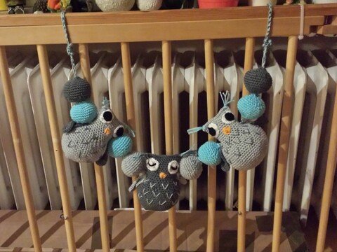 Häkelanleitung Eulen-Kinderwagenkette