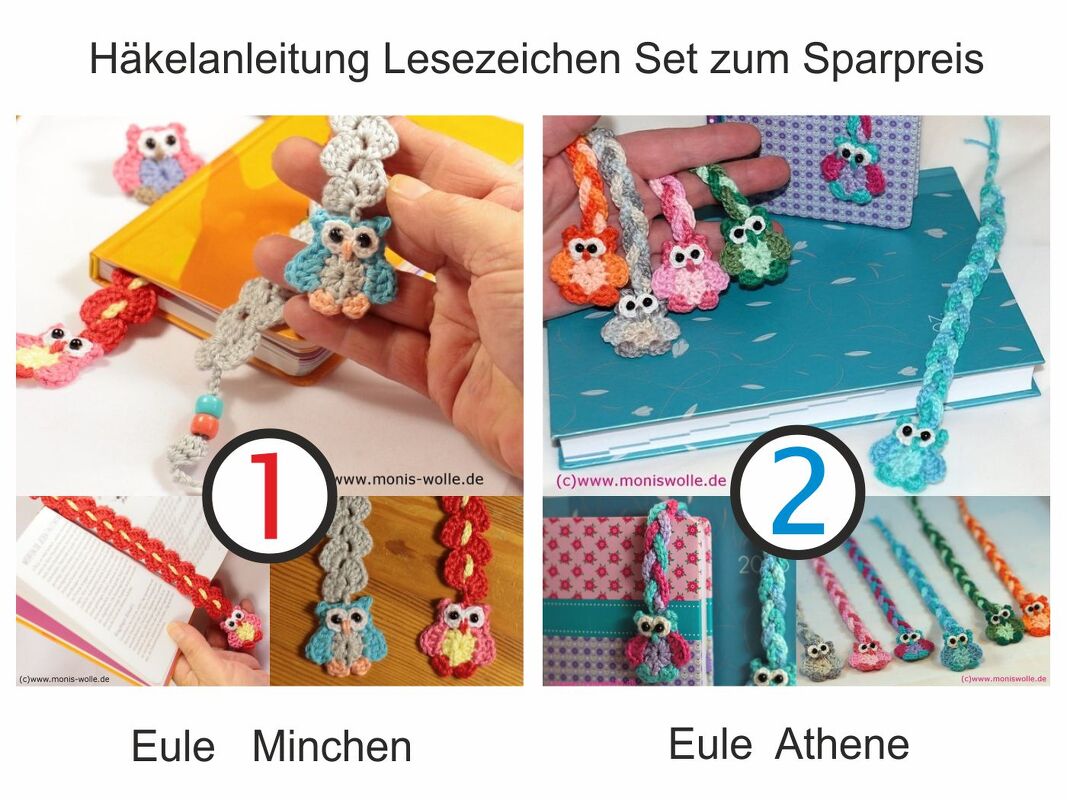 Häkelanleitung Eulen-Lesezeichen Set zum Sparpreis #muttertagswunsch