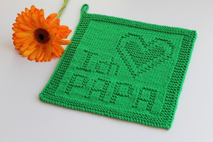 Strickanleitung Untersetzer „Ich liebe Papa“ – persönliches Geschenk | PDF