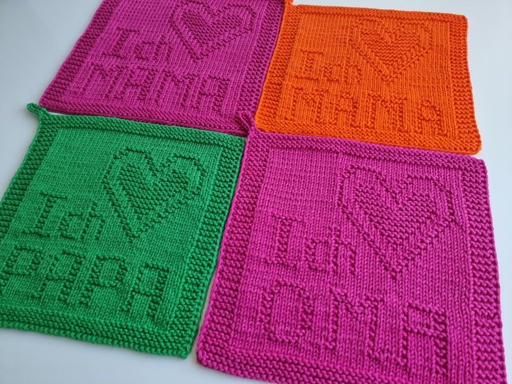 Strickanleitung Untersetzer „Ich liebe Papa“ – persönliches Geschenk | PDF