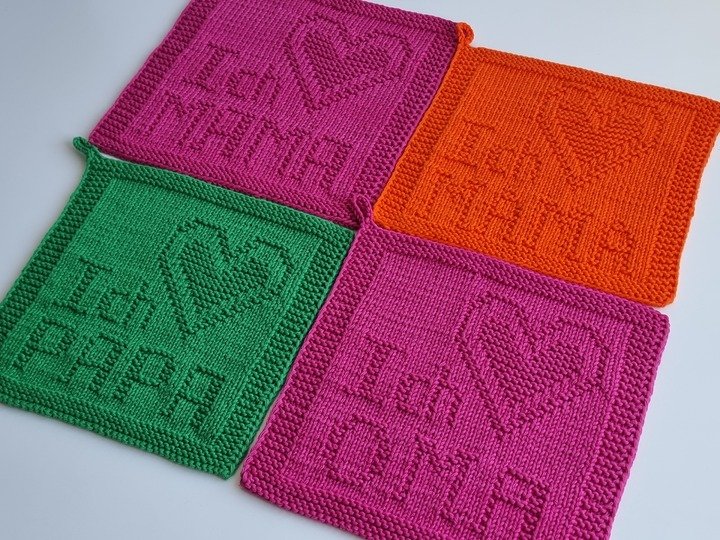Strickanleitung Untersetzer „Ich liebe Papa“ – persönliches Geschenk | PDF