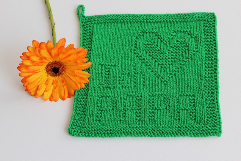 Strickanleitung Untersetzer „Ich liebe Papa“ – persönliches Geschenk | PDF