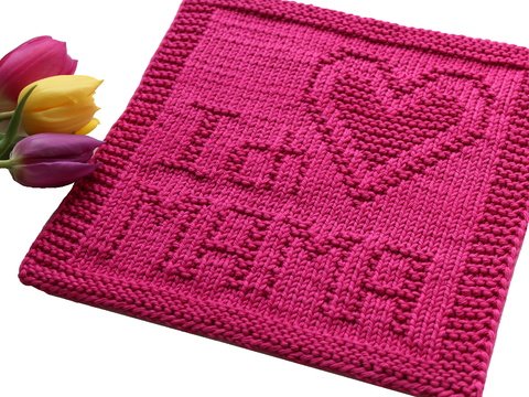 „Ich liebe MAMA“ Untersetzer stricken PDF-Strickanleitung