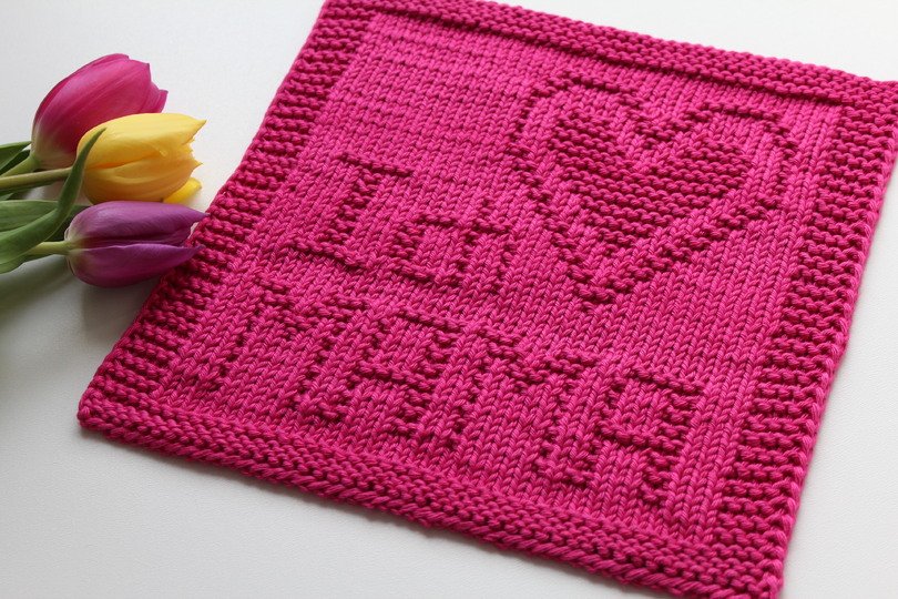 Strickanleitung Untersetzer „Ich liebe Mama“ – Geschenk mit Herz | PDF