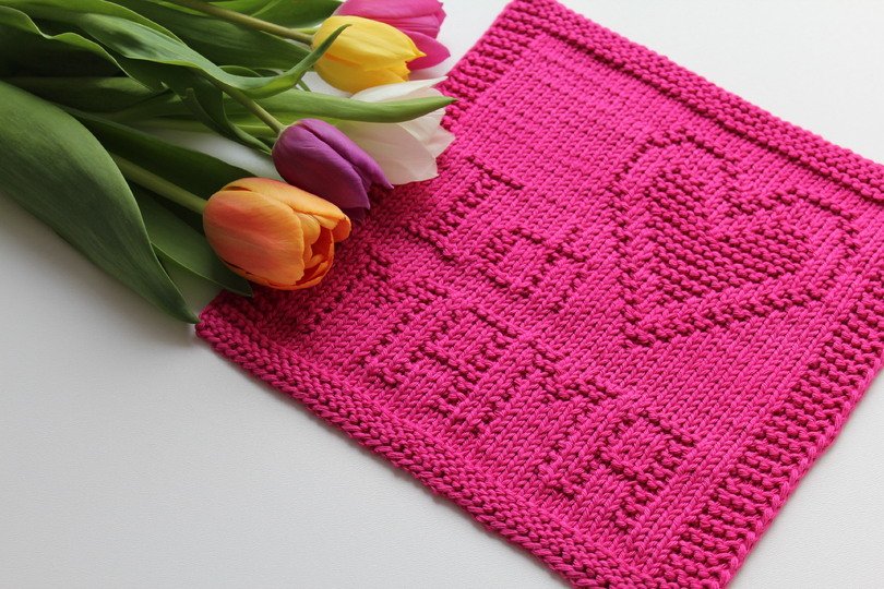 Strickanleitung Untersetzer „Ich liebe Mama“ – Geschenk mit Herz | PDF