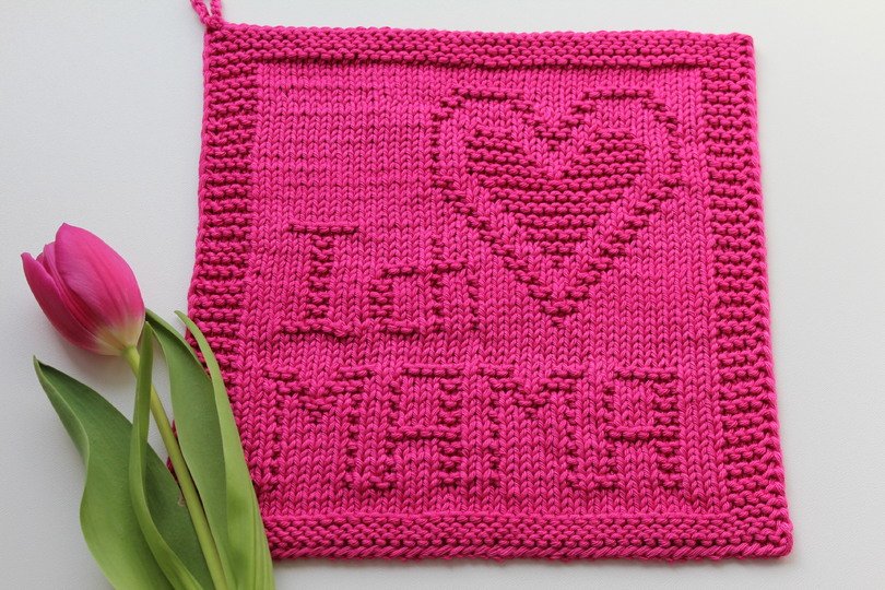 Strickanleitung Untersetzer „Ich liebe Mama“ – Geschenk mit Herz | PDF