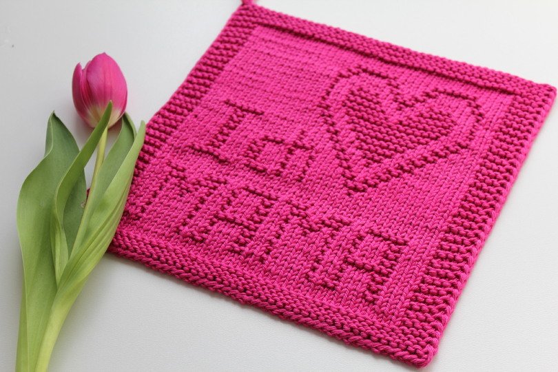 Strickanleitung Untersetzer „Ich liebe Mama“ – Geschenk mit Herz | PDF