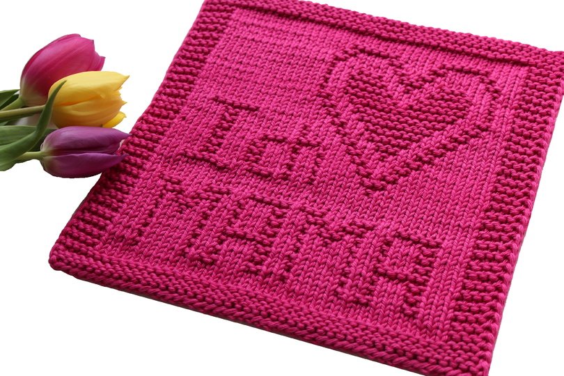 Strickanleitung Untersetzer „Ich liebe Mama“ – Geschenk mit Herz | PDF