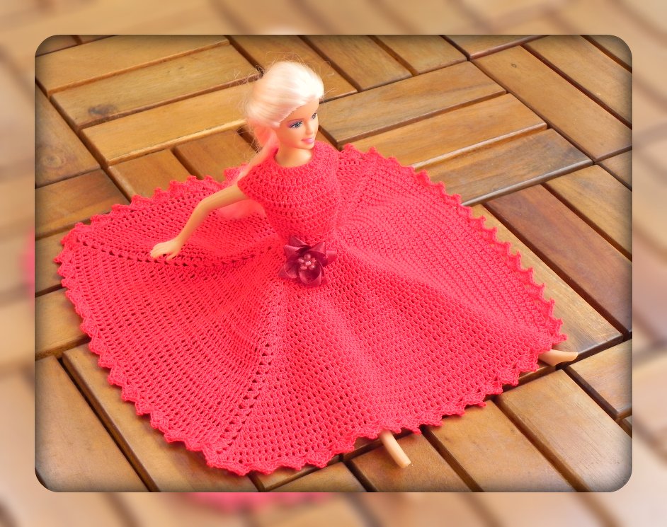 Crochet pattern for 12-inch doll romantic dress in red - Image 2