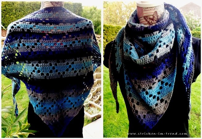 Crochet Pattern for a triangle shawl | 3-Eckstuch "Times Square"