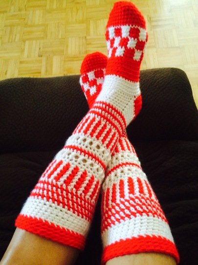 Crochet Canadiana Knee High Socks, PDF Pattern