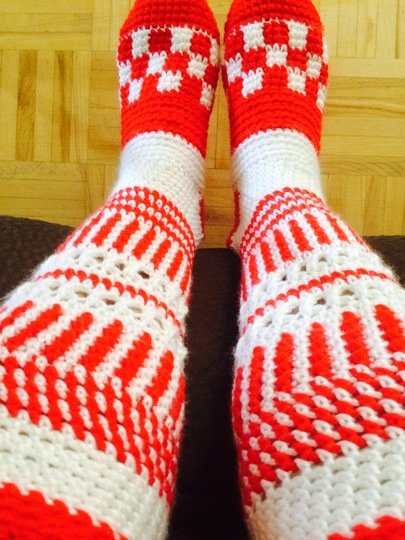 Crochet Canadiana Knee High Socks, PDF Pattern