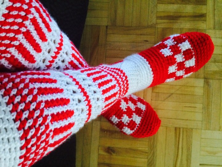 Crochet Canadiana Knee High Socks, PDF Pattern