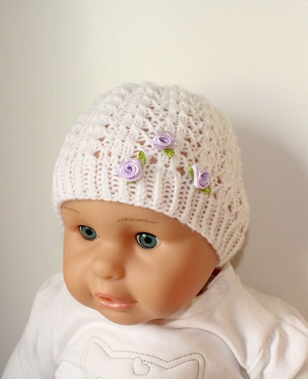 Strickanleitung Baby-Set, Mütze und Socken Ajourmuster ca. 5 - 12 Monate