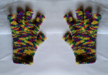Fahrradhandachuhe gehäkelt in Papagei Farbe