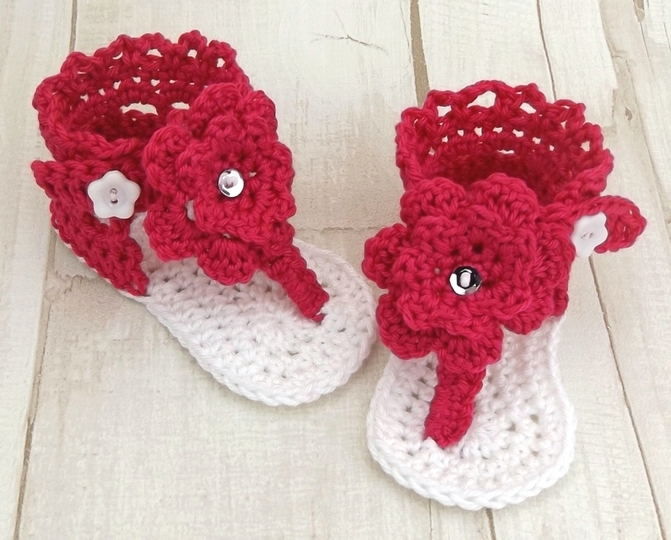 Häkelanleitung Sommersandale " Flip Flops" für 2 - 10 Monate