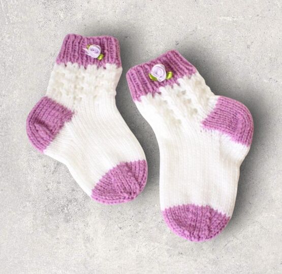 Strickanleitung Baby-Socken, Gr. 18 - 20, Ajourmuster   #091