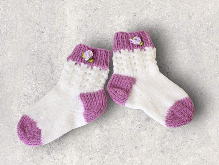Strickanleitung Baby-Socken, Gr. 18 - 20, Ajourmuster   #091