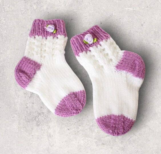 Strickanleitung Baby-Socken, Gr. 18 - 20, Ajourmuster   #091