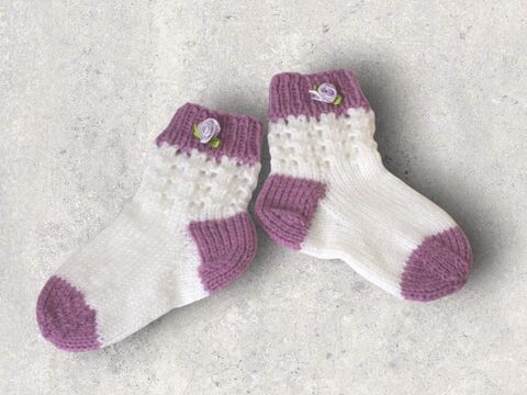 Strickanleitung Baby-Socken, Gr. 18 - 20, Ajourmuster   #091