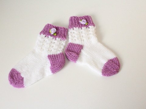 Strickanleitung Baby-Socken, Gr. 18 - 20, Sohlenlänge ca. 12 cm, Ajourmuster
