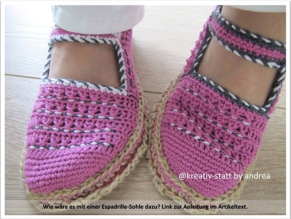 Tog undskyld hvorfor Espadrilles Ballerina with Strap - all sizes - crochet pattern - 2in1 E-Book