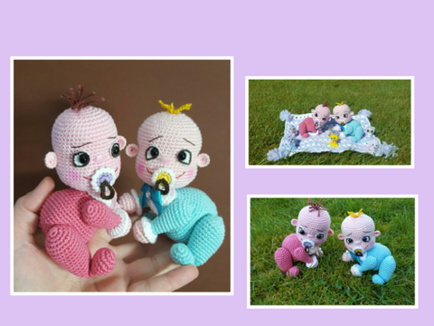 Anleitung Krabbel Babys Mädchen und Junge auf Decke 12 cm Groß