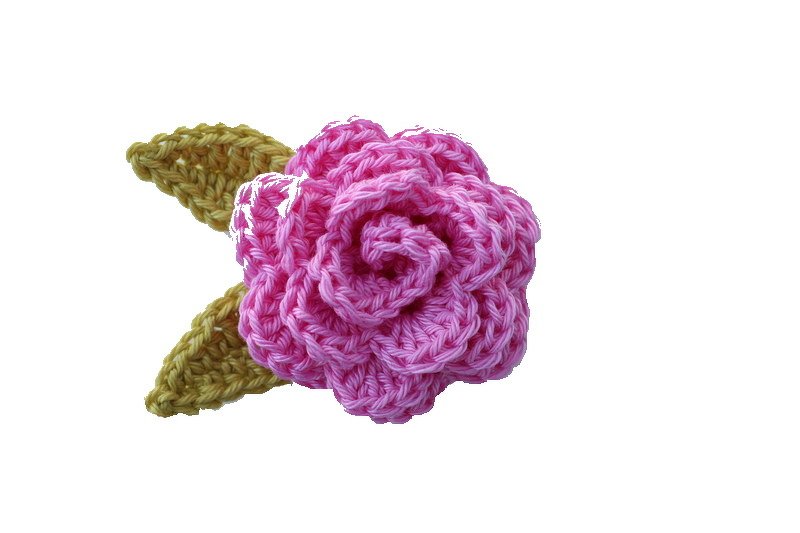 Rose mit Blätter, Pdf-Häkelanleitung