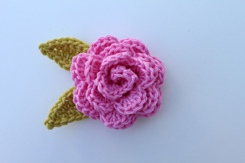 Rose mit Blätter, Pdf-Häkelanleitung