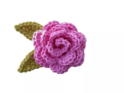 Rose mit Blätter, Pdf-Häkelanleitung
